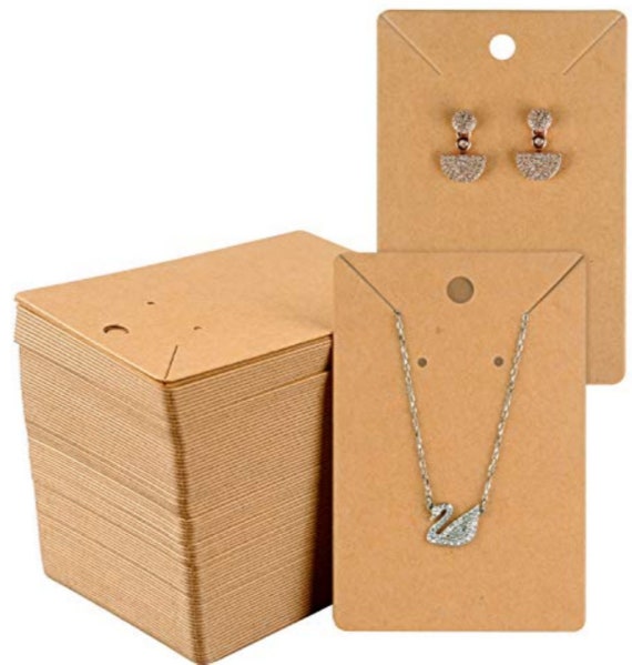 200-Pack Earring Display Cards Holder for Selling Jewelry, Kraft, 3.5x2 in