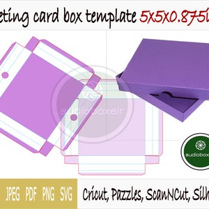 Template of box for greeting card (5"x5"x0.875")