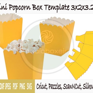 Template of box for popcorn mini size (3&quot;x2&quot;x3.25&quot;)
