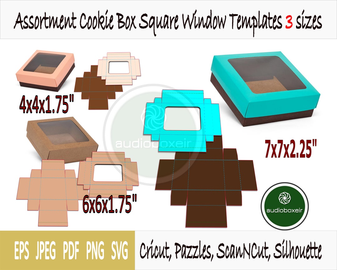 Templates of Box for Cookie Box With Square Window - 3 Sizes - Etsy
