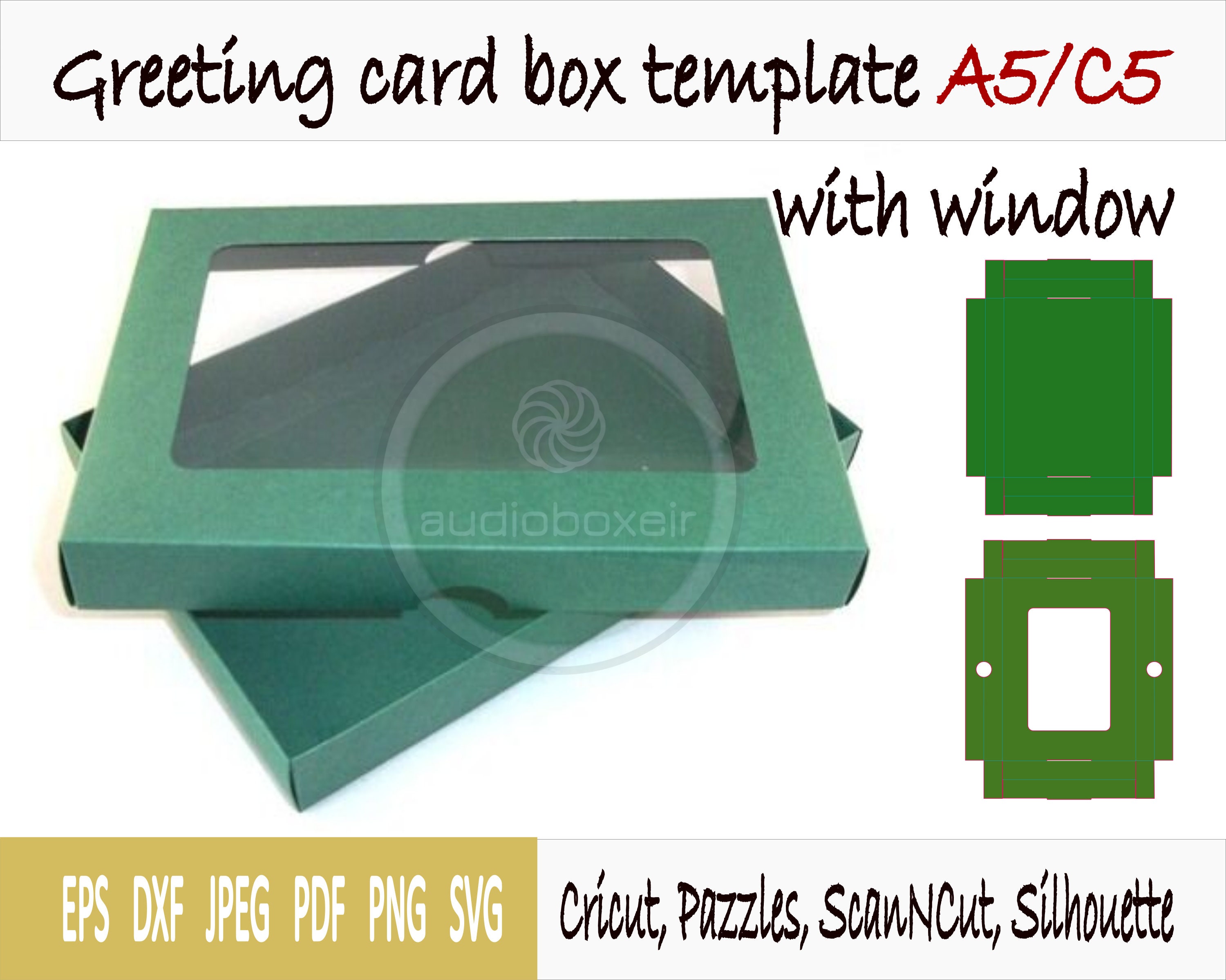 Greeting Card Box Template A5/C5 w/Window Invite Wedding Gift Etsy