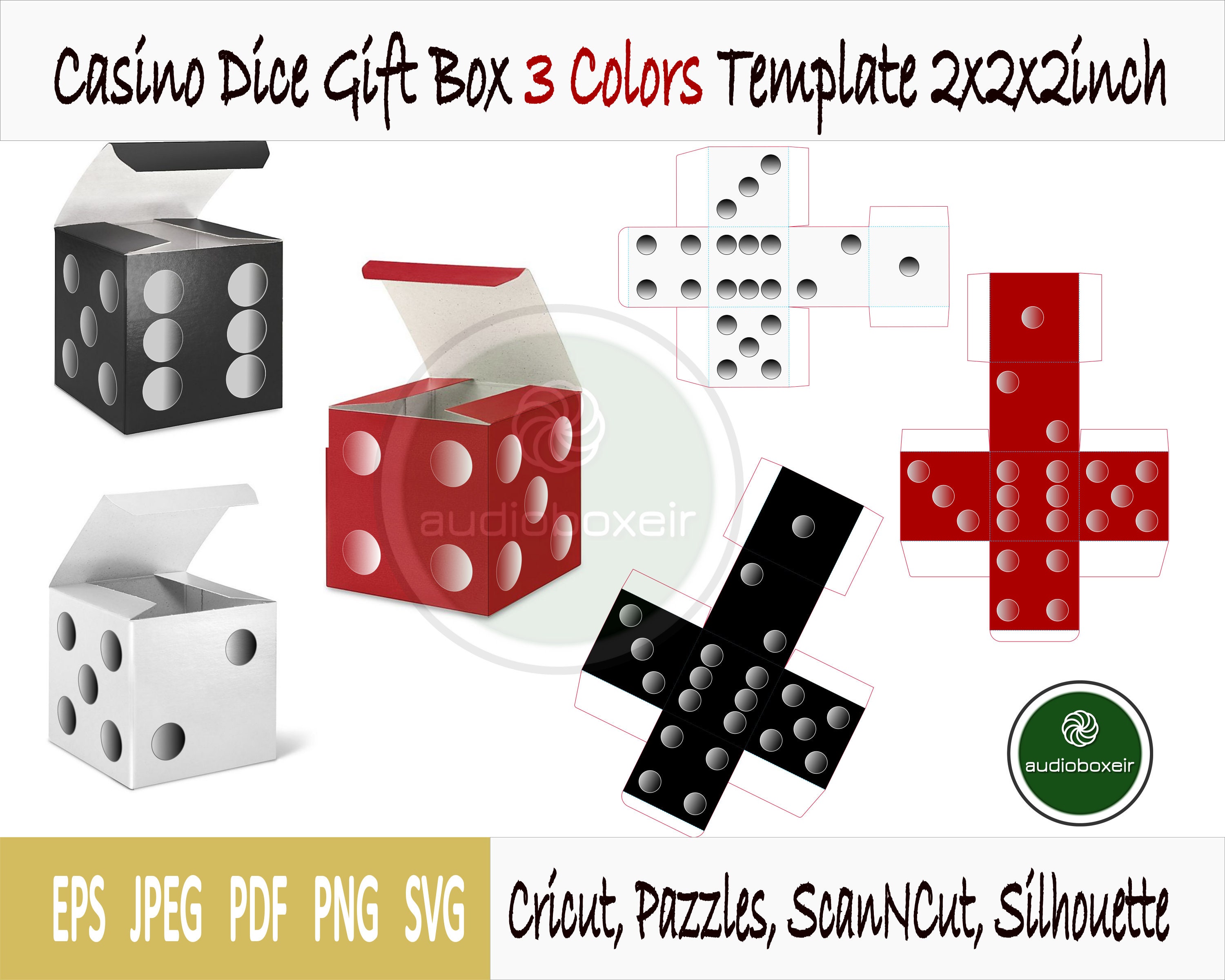 Assortment Dice Gift Box Template 2x2x2inch Favor Casino 3 Etsy