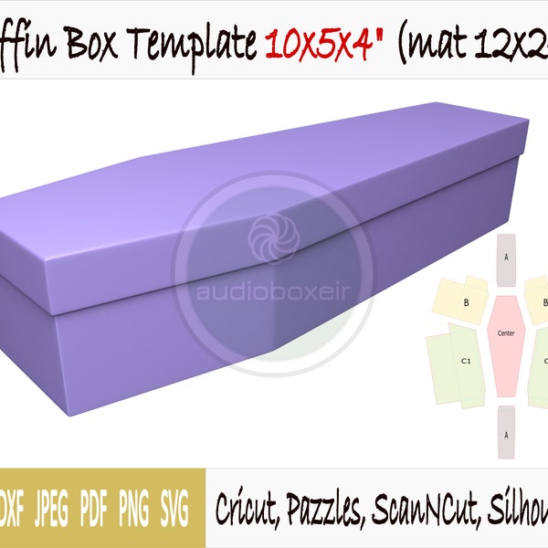 Template of box of coffin (10"x5"x4") - Adapted for 12x12 inch mat