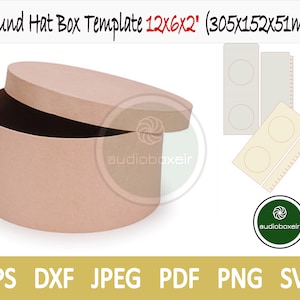Plantilla de caja para sombrero redondo (12"x6x2")