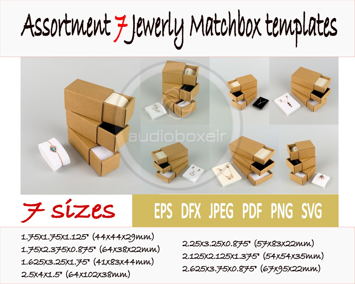Assortment Matchbox Templates 7 Sizes Earring Bracelet Watch Etsy