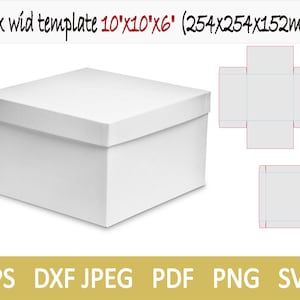 Template of box with lid 10x10x6 image 1