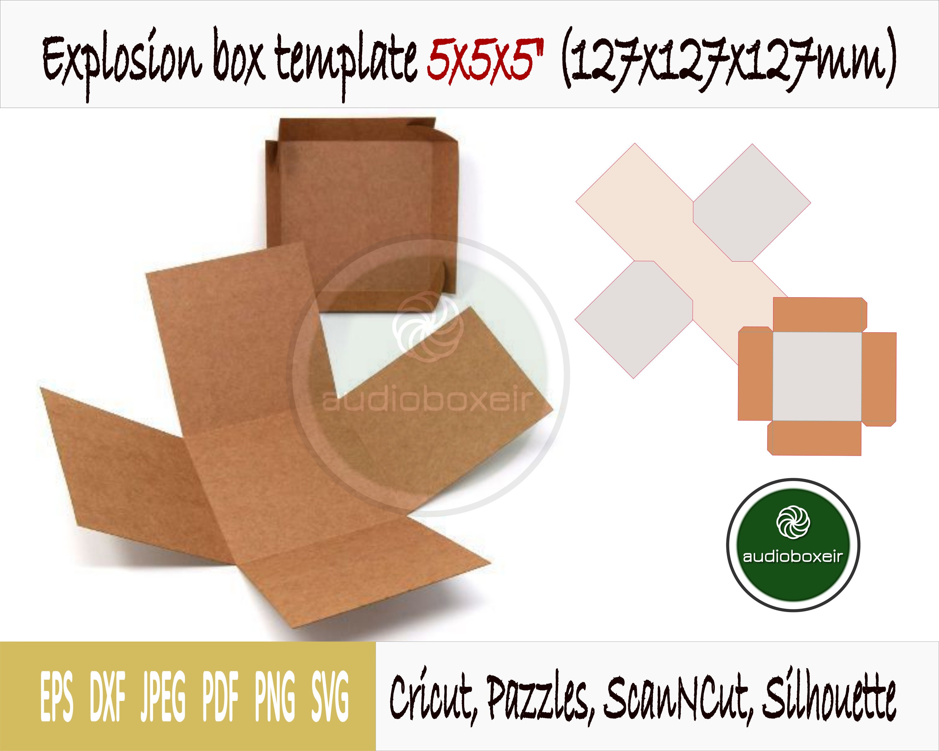 Download Explosion Box Template 5x5x5 Exploding Endless Gift Pdf Etsy