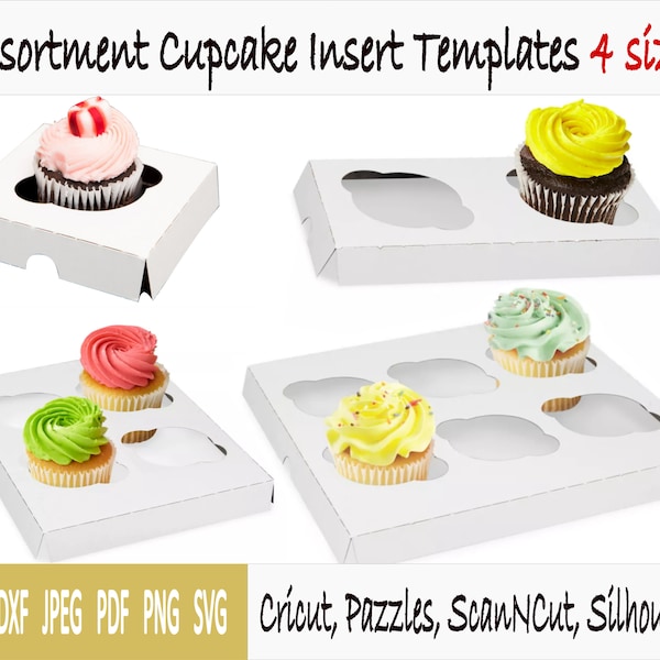 Templates of 4 sizes of cupcake insert