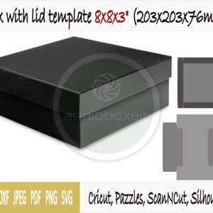 Template of box with lid (8"x8"x3")