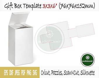 Template of box for gift (3"x3"x6")