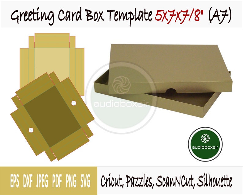 Greeting Card Box Template 5x7x7/8 Invite Wedding A7 Etsy