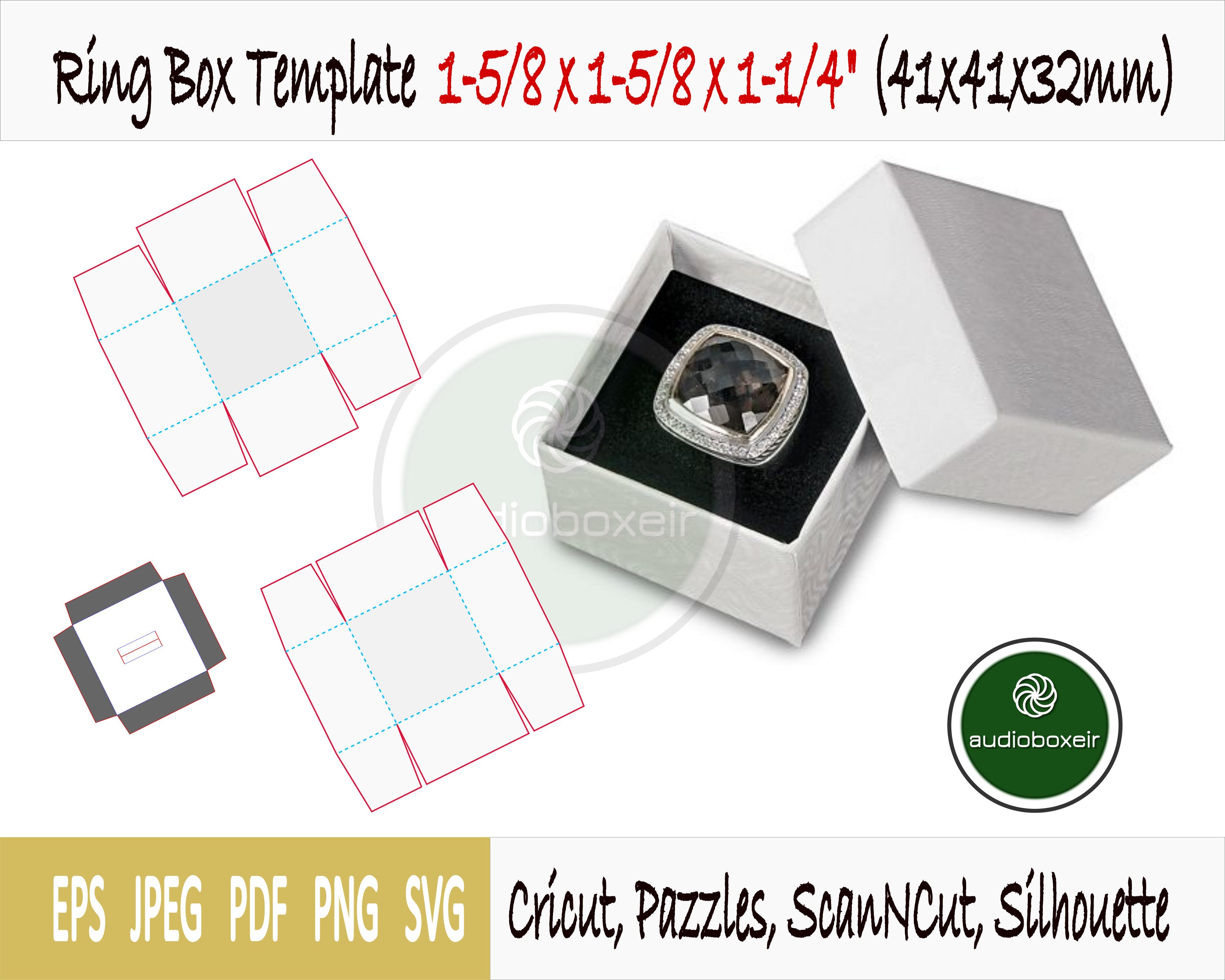 Ring Box Plantilla 1.625x1.625x1.25 Compromiso Boda PDF | Etsy