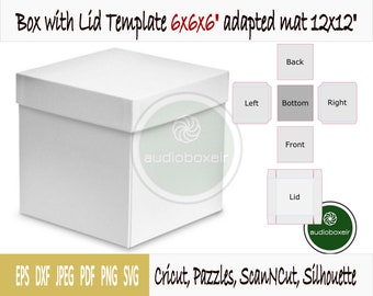 Template of box with lid (6"x6"x6") to fit mat 12"x12"