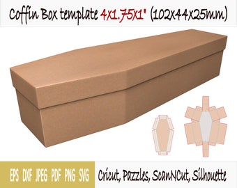 Template of box of coffin (4"x1.75"x1")