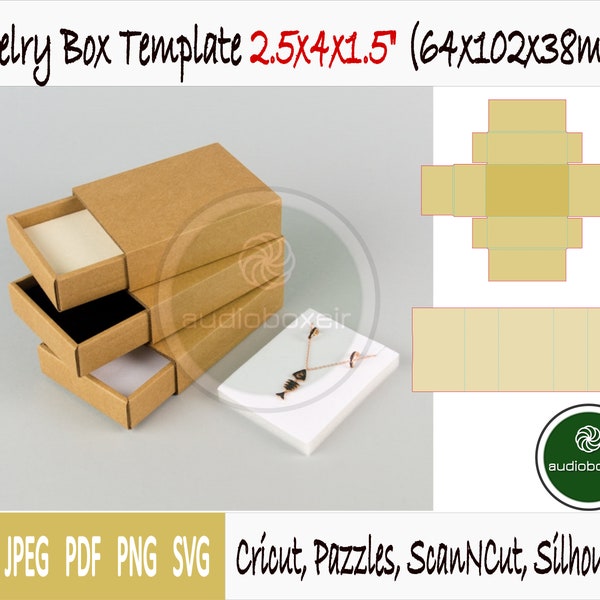 Template of box for jewelry with sleeve  (2.5"x4"x1.5")