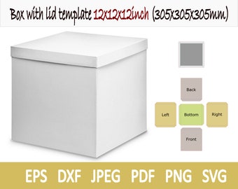 Plantilla de caja con tapa (12"x12"x12")