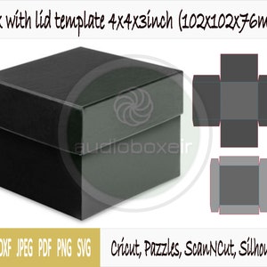 Template of box with lid (4"x4"x3")