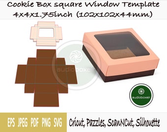 Template of box for cookie with square window (4x4x1.75")