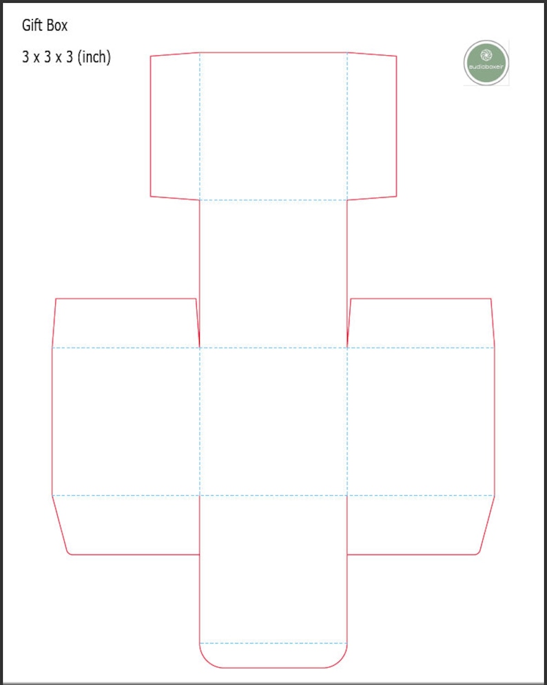 Gift box template 3x3x3inch 76x76x76mm PDF printable SVG | Etsy