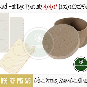Modello di scatola per cappello rotondo (4"x4"x1")
