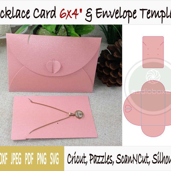 Sjabloon voor kaart voor ketting met envelop (6"x4") #1