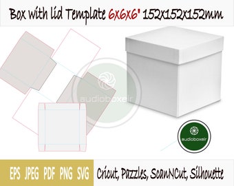 Template of box with lid (6"x6"x6")