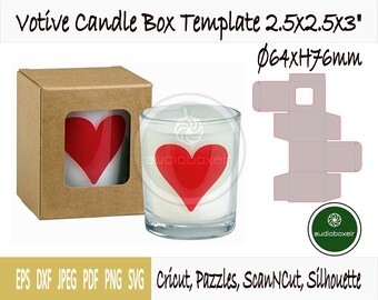 Template of box for votive candle (2.5&quot;x2.5&quot;x3&quot;)