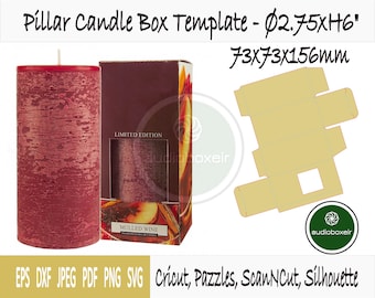 Template of box for pillar candle (2.75"x2.75"x6")
