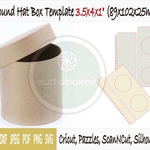 Plantilla de caja para sombrero redondo (3,5"x4"x1")