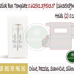 Sjabloon voor doos voor lippenstift met venster voor 2 tubes (0,625" x 1,375" x 3,5")