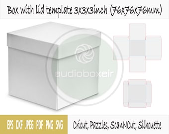 Template of box with lid (3"x3"x3")