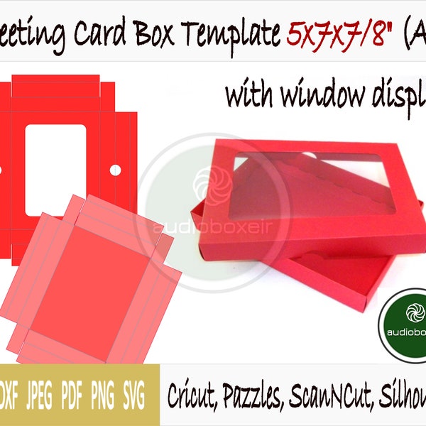 Template of box for greeting card with window (5"x7"x7/8") A7