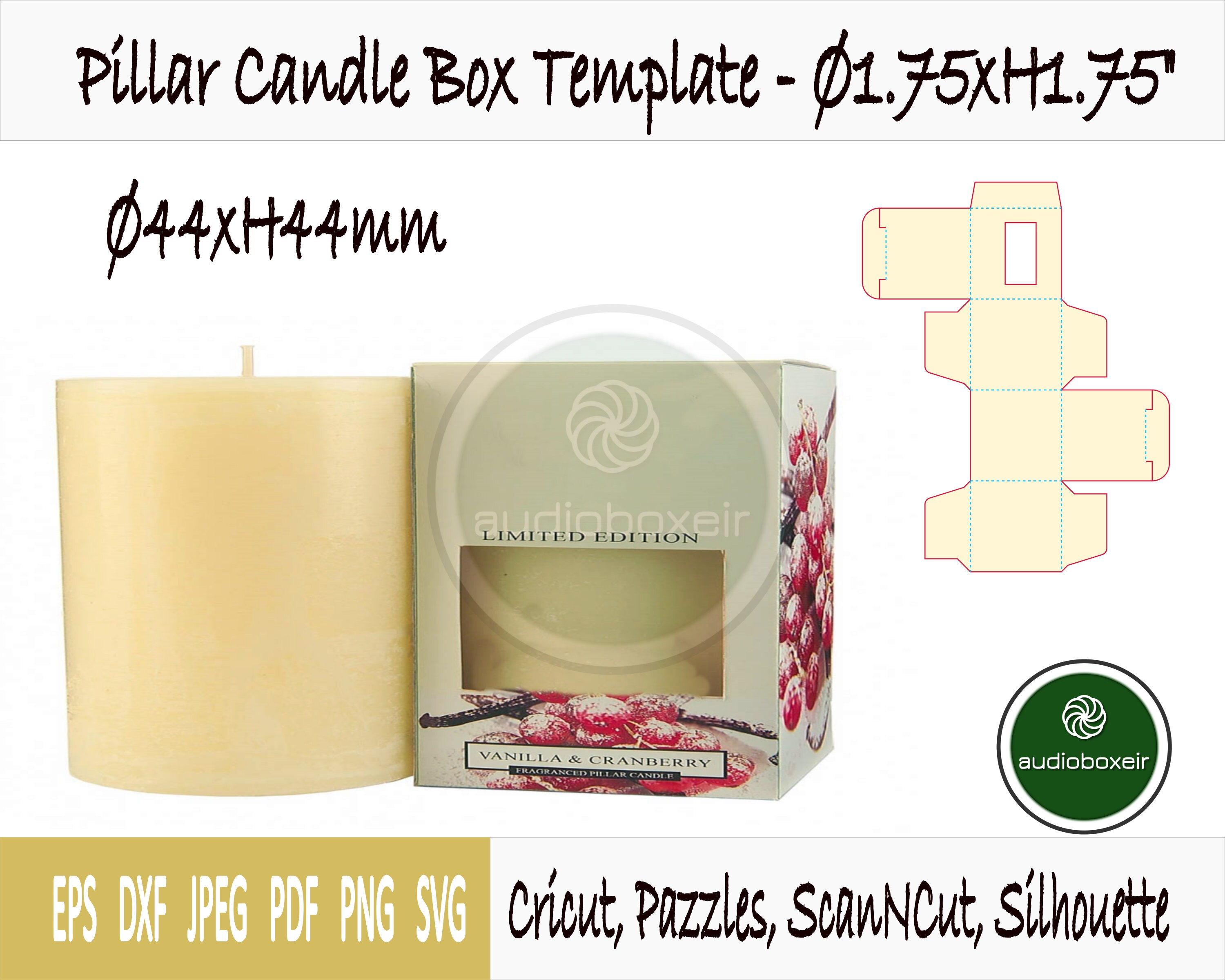 Pillar Candle Box Template 1 75x1 75x1 75 Care Package Etsy
