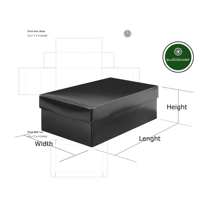 Shoe box template 8x6x3inch 203x152x76mm PDF to print SVG Etsy