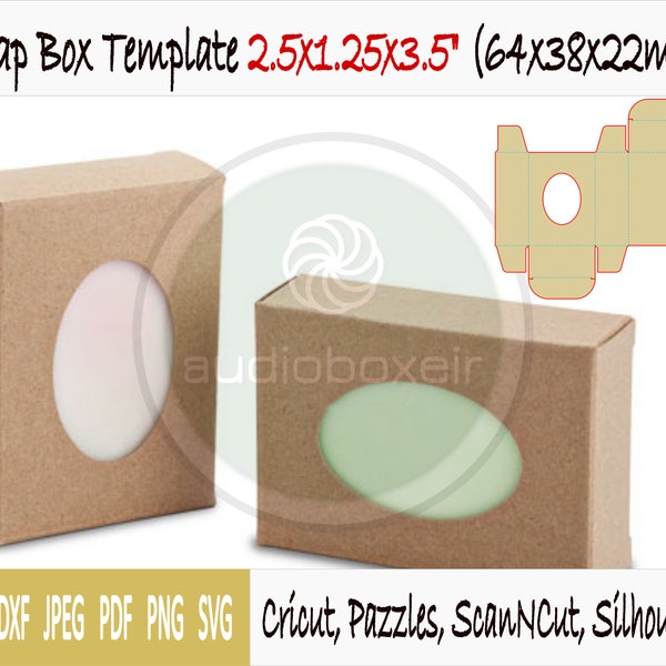 Template of soap box with oval window (2.5"x1.25"x3.5inch")