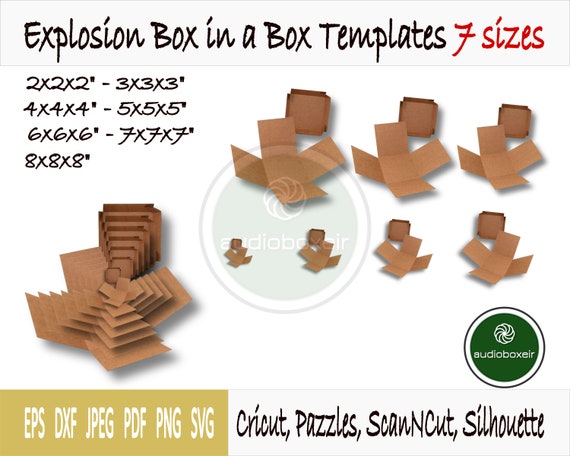 Templates of Explosion Box in a Box 7 Sizes 