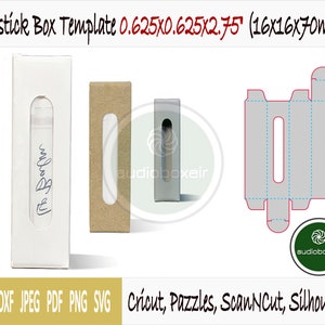 Plantilla de caja para lápiz labial con ventana (0,625"x0,625"x2,75")