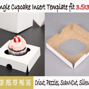 Template of insert for cupcake with a hole of Ø2.5&quot; fit box of 3.5&quot;x3.5&quot;