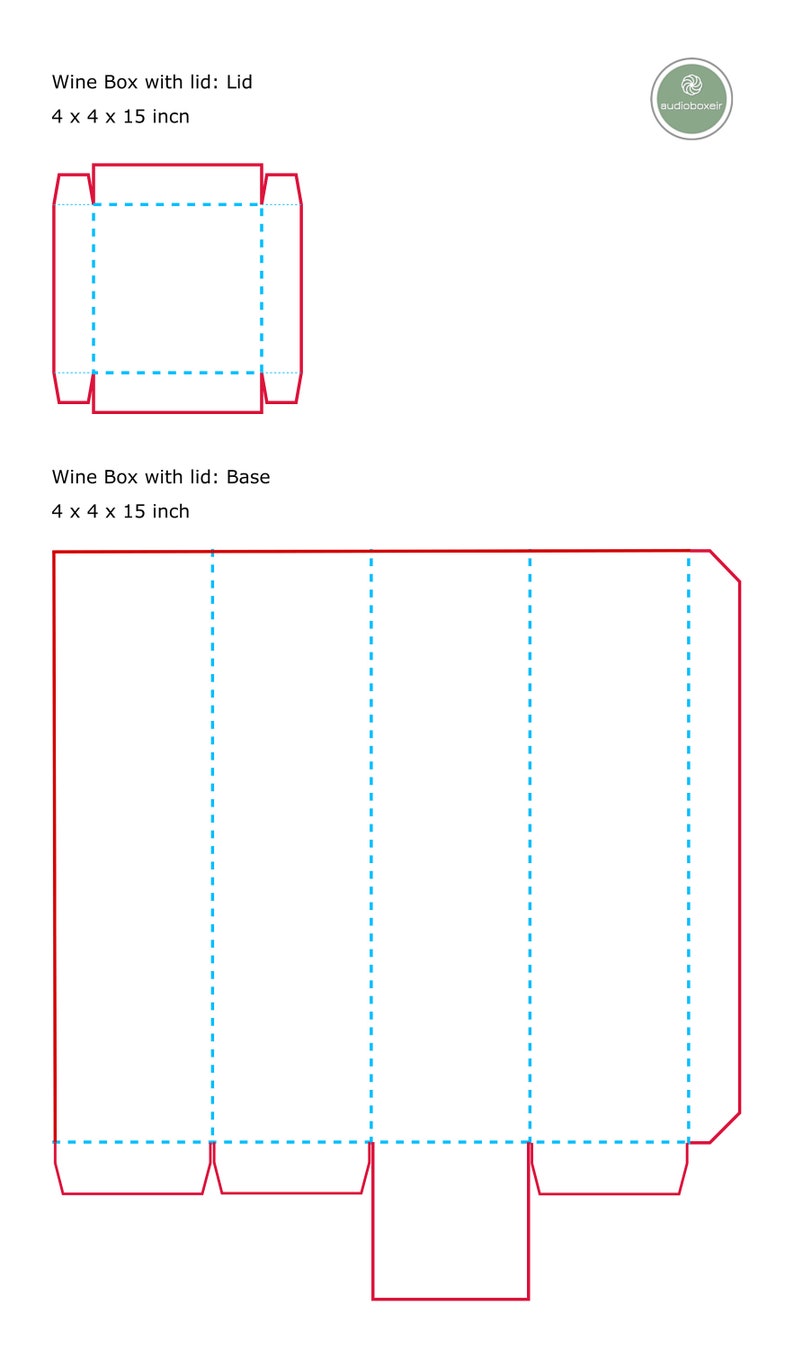 Download Wine Box With Lid Template 4x4x15inch Favor Gift Box PDF ...