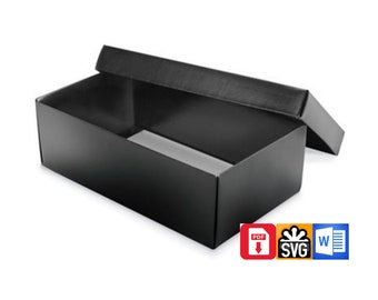 Shoe box template 12x7x4 inch (305x178x102 mm) PDF to print SVG  Word instructions box & lid