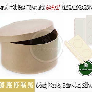 Plantilla de caja para sombrero redondo (6"x4"x1")
