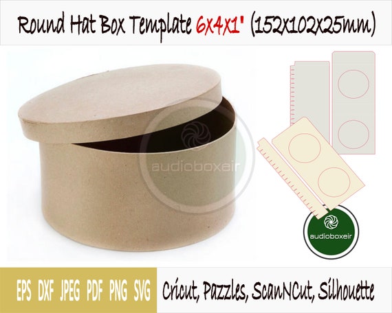 Template of Box for Round Hat 6x4x1 
