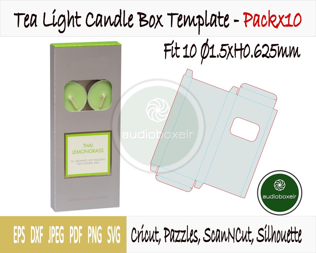 Tea Light Candle Box Template Packx101.5x0.625 PDF SVG Etsy