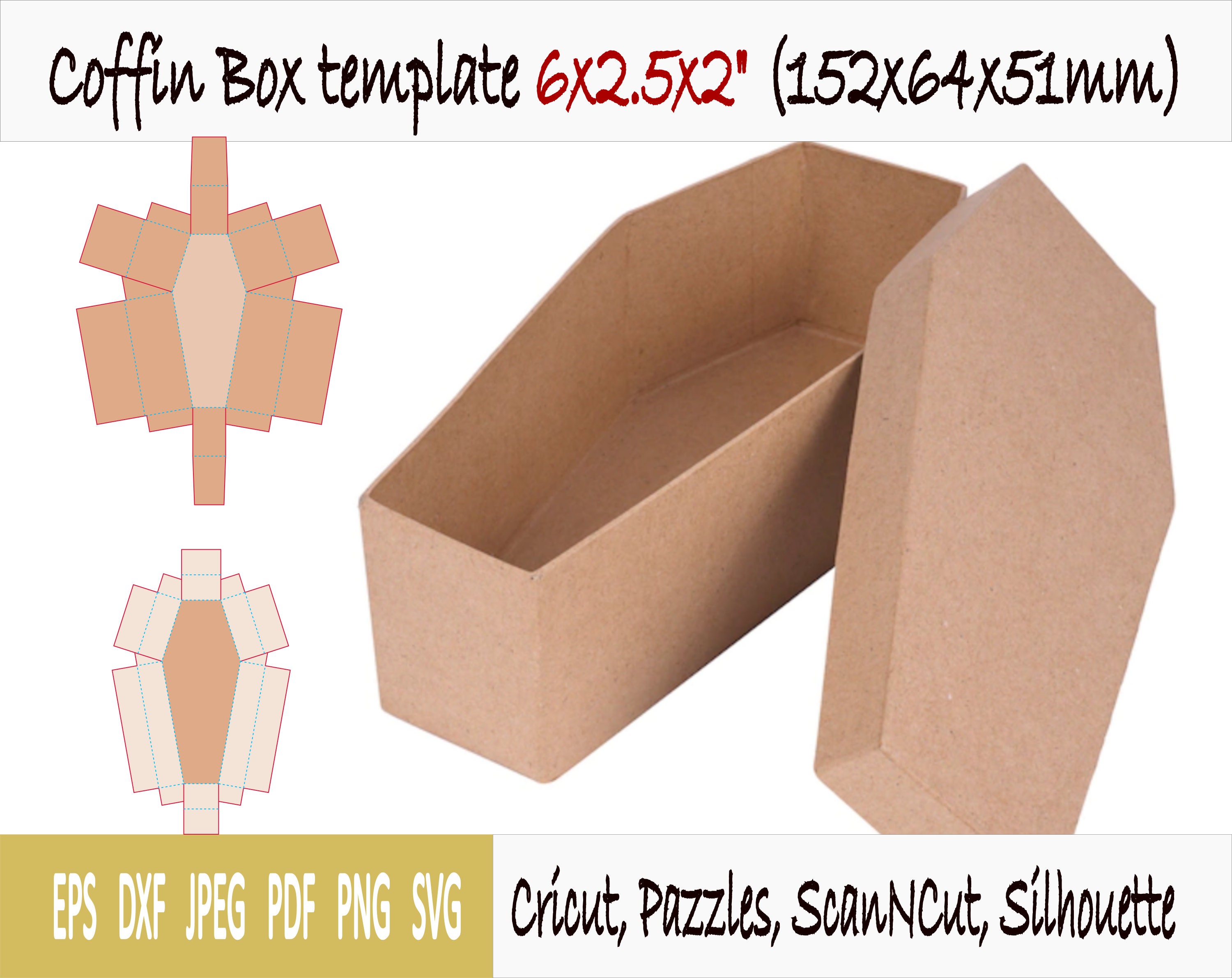 Coffin Box Template 6x2 5x2 Sarcophagus Paper Gift Favor Etsy Australia