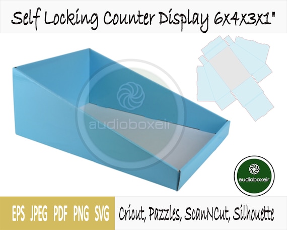 Template of box for self locking counter display (6"x4"x3"x1")