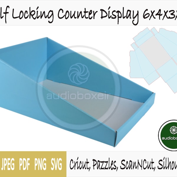 Template of box for self locking counter display (6"x4"x3"x1")