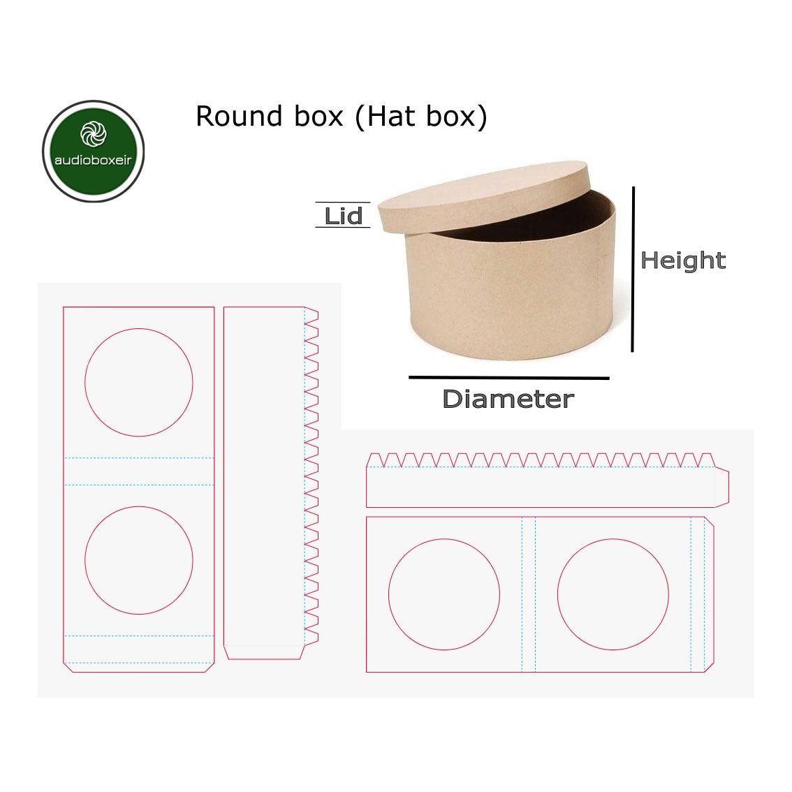 Template of Box for Round Hat 10x5x1.5 