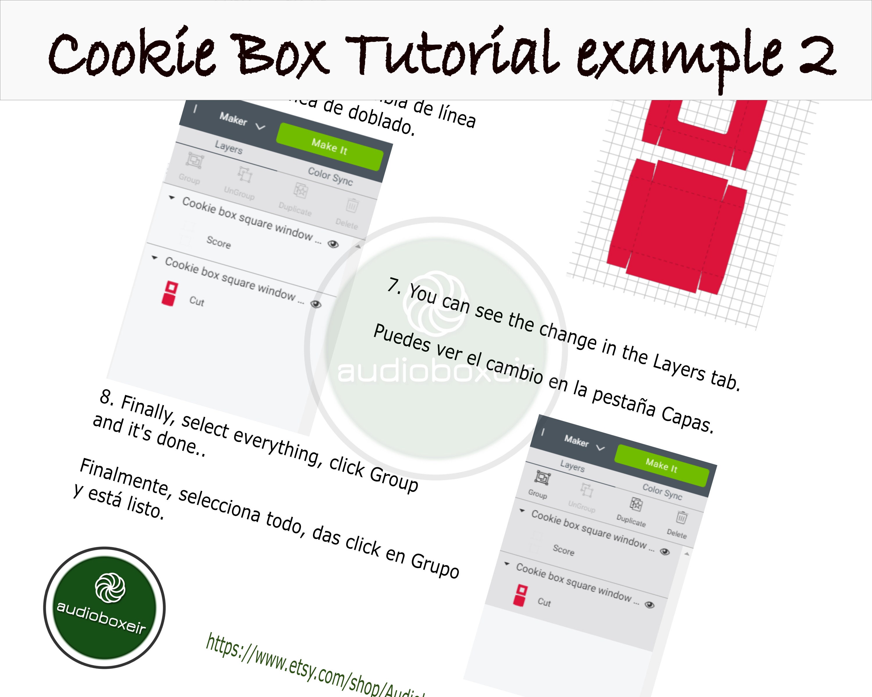 Template of Box for Cookie With Square Window - Etsy