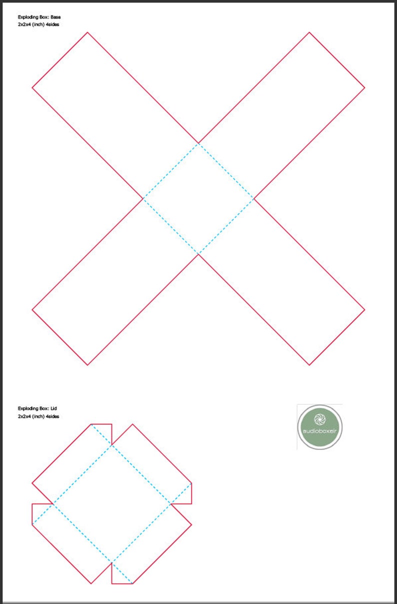 Download Explosion Box Template 2x2x4inch Exploding Endless PDF SVG | Etsy