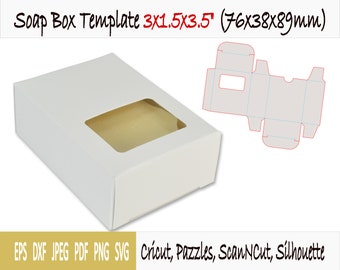 Template of soap box with half window (3"x1.5"x3.5")